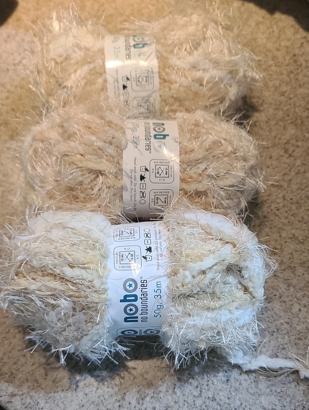 No Boundaries Cream Eyelash Texture Yarn Bundle Of 3 Nwt